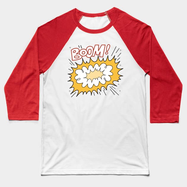 Boom! onomatopoeia, comic sound effect. Baseball T-Shirt by Andy McNally